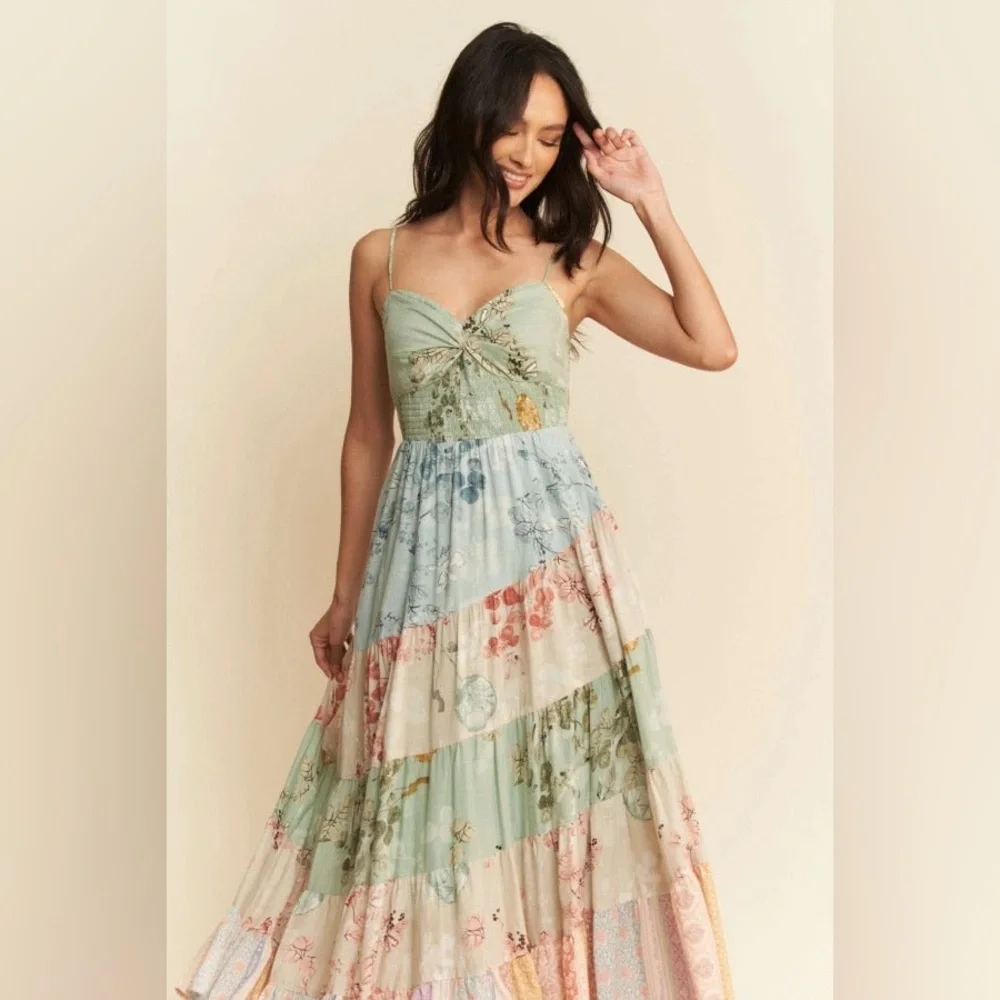 Boho Floral Patchwork Tiered Maxi Dress - Davi & Dani - Picture 4 of 7